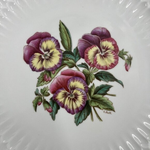 Spode Mansard Luncheon Bone China Floral Scalloped‎ Edge Plates Signed by Artist - Picture 12 of 16